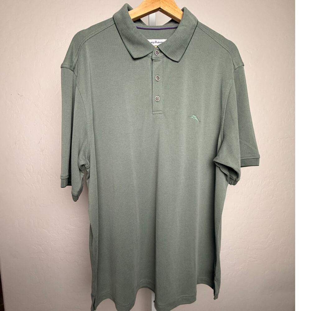 Tommy Bahama Polo Shirt Men XL Green Modal Blend Short Sleeve Casual